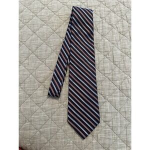 Brooks Brothers 346 Silk Tie Navy Red Blue Striped Stain Resistant Timeless